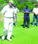 On the course (from right to left) are: Dawie Conradie, Jurg Wessels, Tokkie Steynman and Kobus Jooste